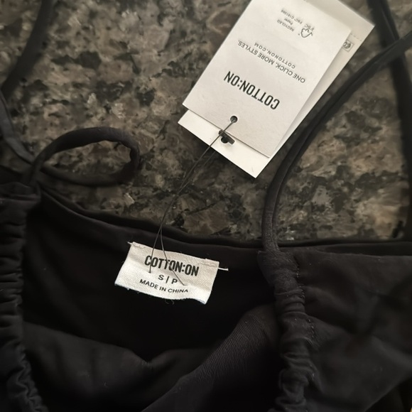 Cotton on Black Spaghetti Cami Strap Crop Top NWT S - Picture 11 of 12